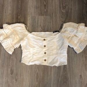 Zara off the shoulder cropped top